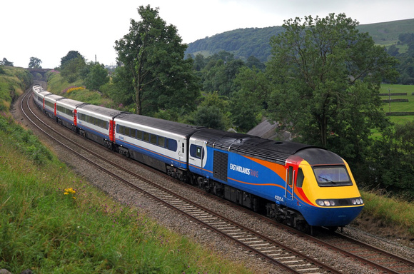 East Midlands 43054 & 43073 pass Langcliffe on 18.8.12 with UK Railtours St Pancras to Carlisle tour