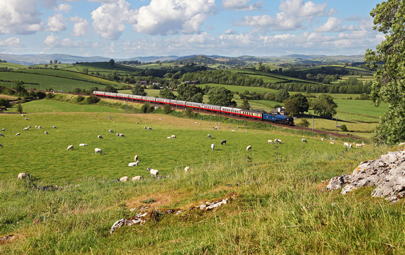 60163 heads past Hincaster on 5.7.14.