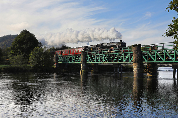 45407 heads over the Lochy bridge with the morning Jacobite service to Mallaig on 23.9.20.