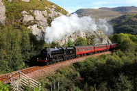 45212 passes Lochailort rock face with the afternoon Jacobite service on 23.9.20