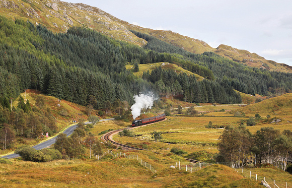 45212 heads away from Glenfinnan on 24.9.20 with the afternoon Jacobite.