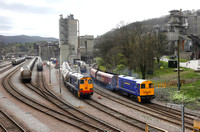 A organised site visit to Breedon Hope Cement Works on 12.4.24. With thanks to all the staff.No2 20168 hauls the empty coal wagons to Earles sidings, whilst 20309 watches on.
