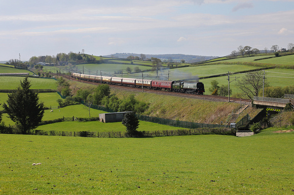 34067 Tangmere passes Deepthwaite on 23.4.22 with the Northern Belle to Carlisle.