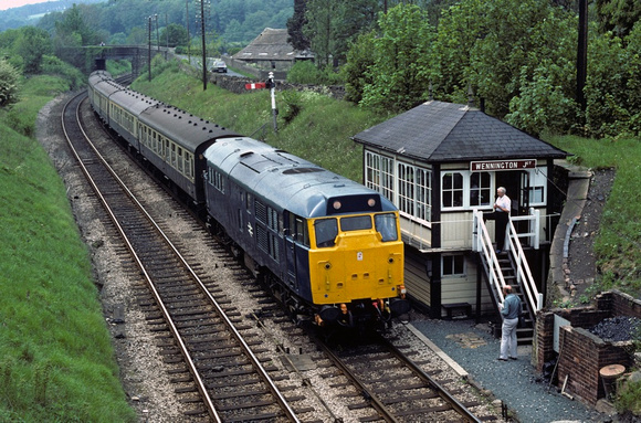 31443 heads past wennington on 31.5.84 with a Lancaster to Leeds service,